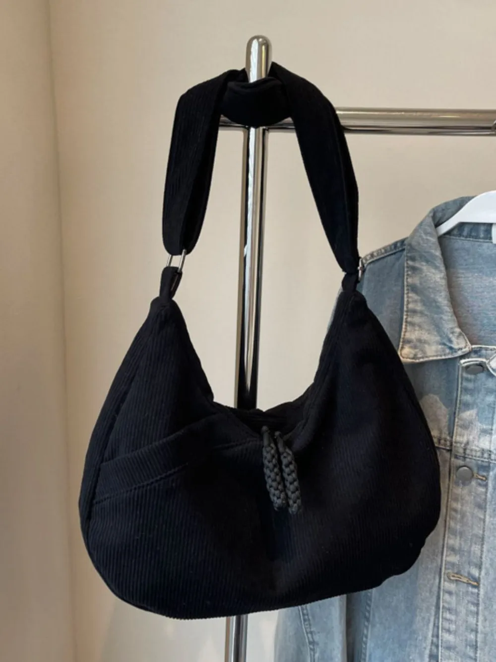 Ribbed Adjustable Strap Shoulder Bag, image 12