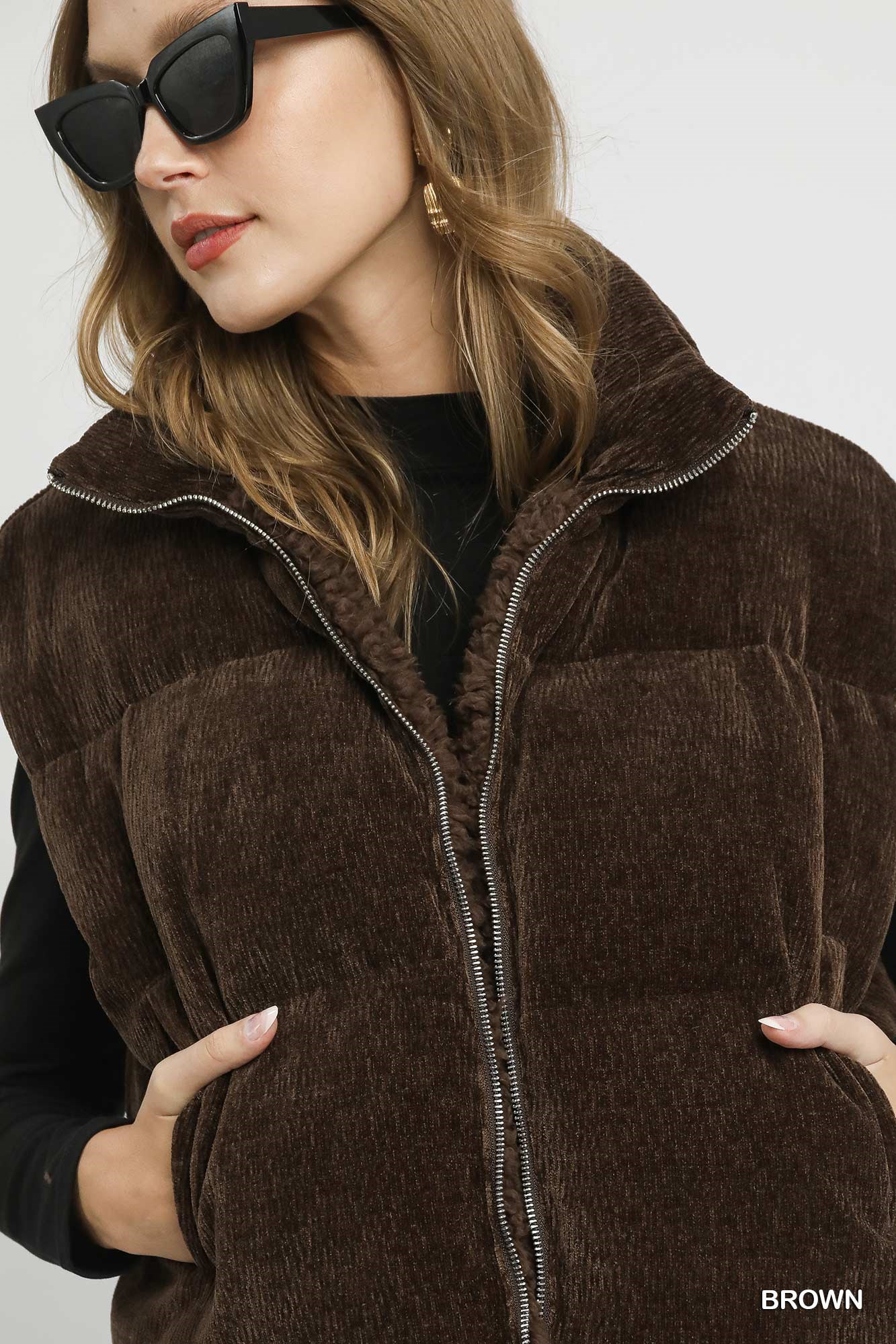 Sherpa-Lined Zip Vest with Drawstring Hem, image 6