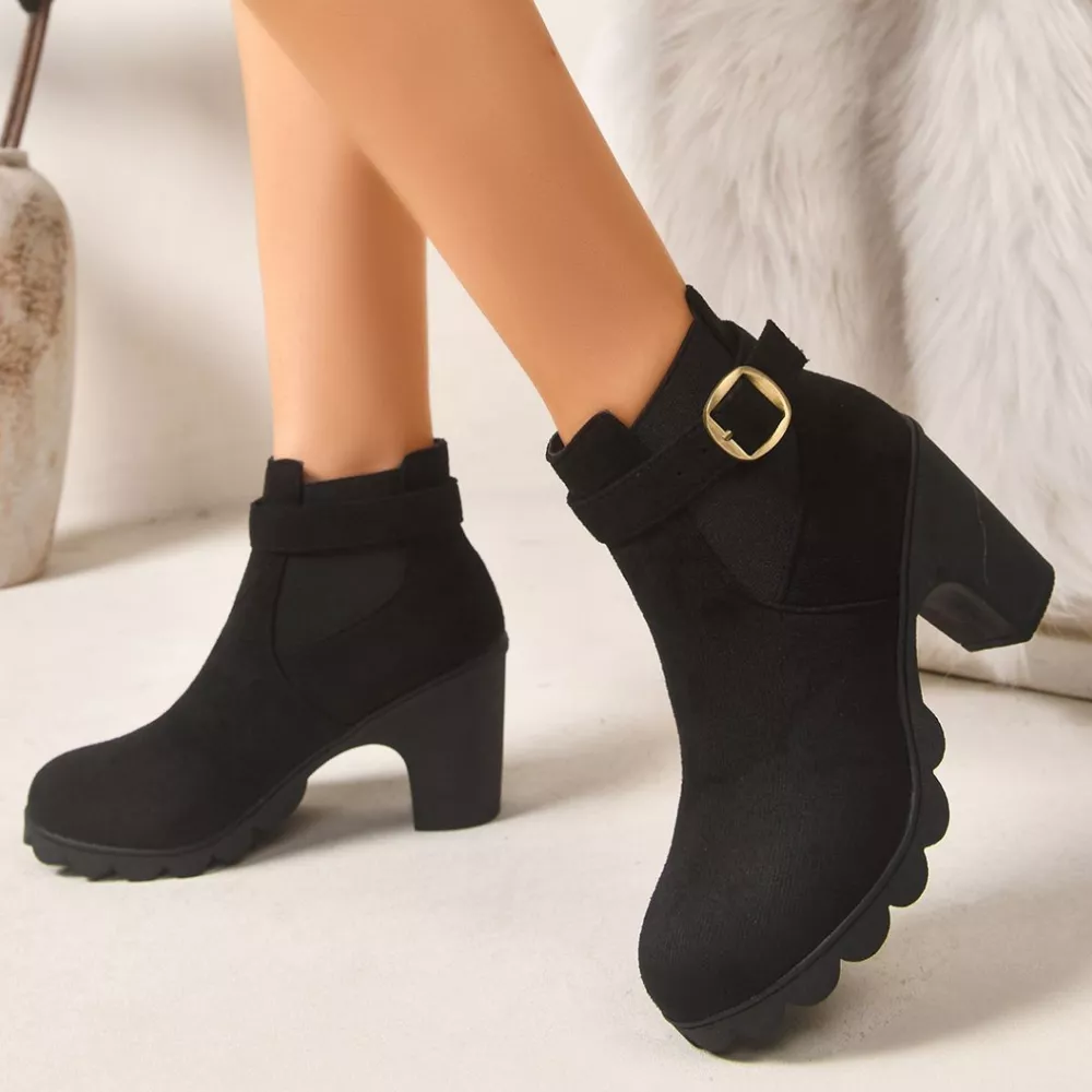 Round Toe Block Heels Boots