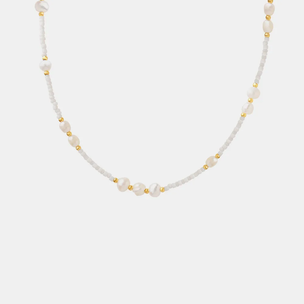 Titanium Steel Glass Bead Pearl Necklace, image 2