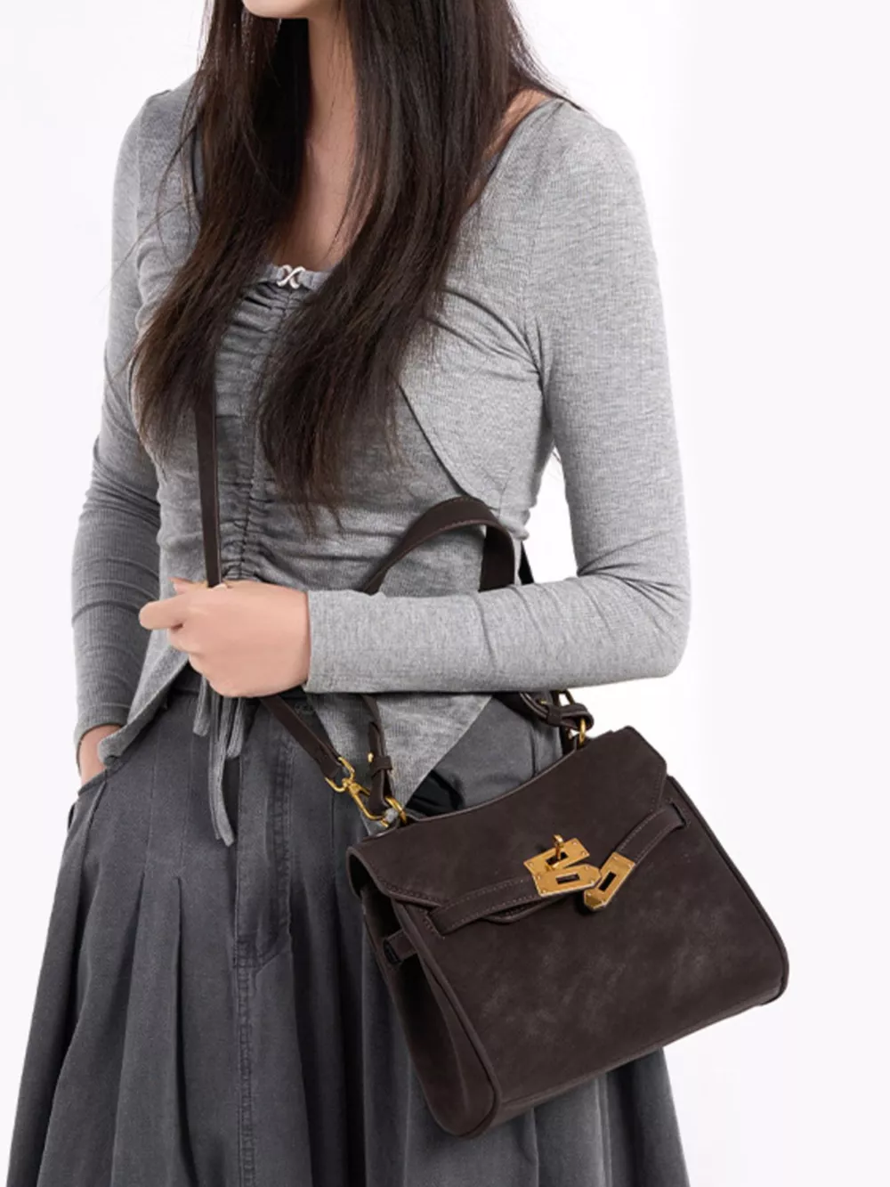 Gold-Tone Hardware Crossbody Bag