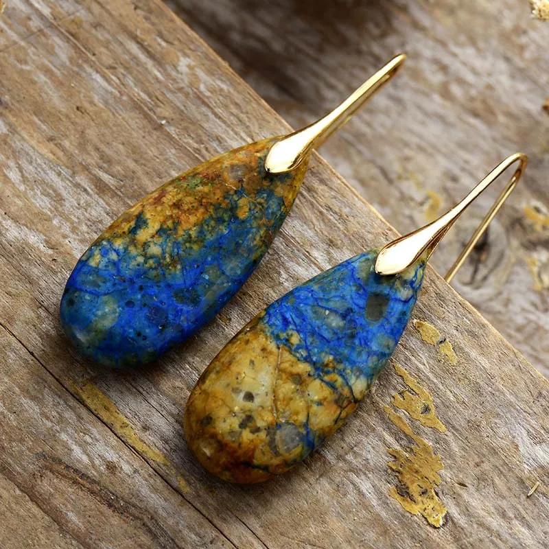 Teardrop Shape Natural Stone Dangle Earrings, image 4