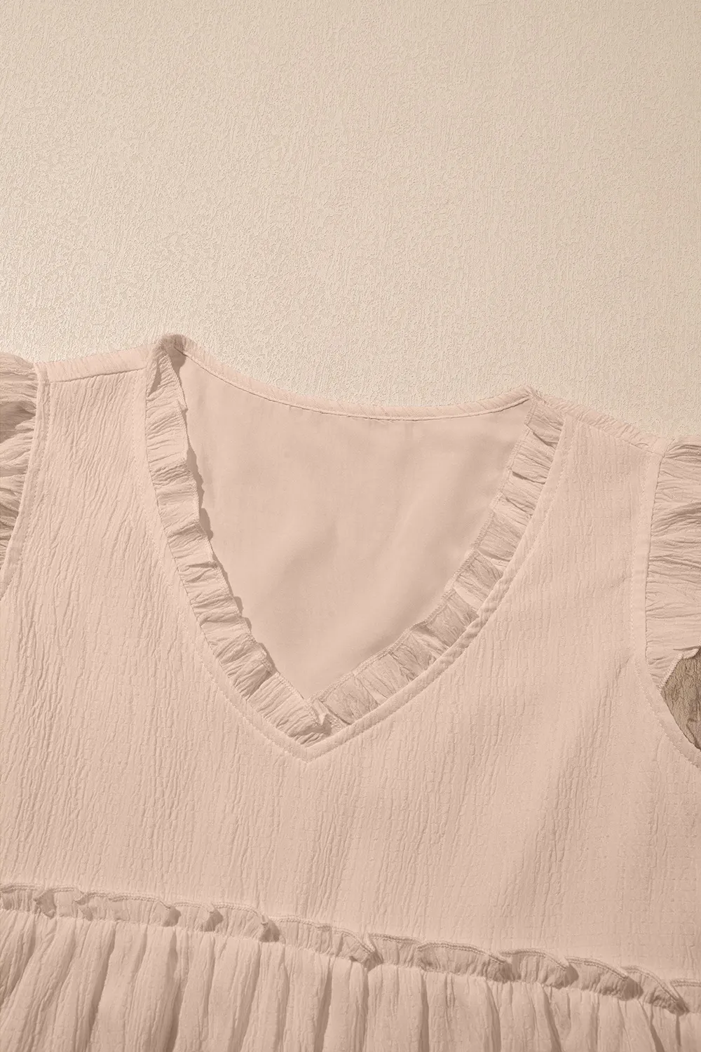 Ruffled Trim V Neck Flutter Flowy Top, image 5