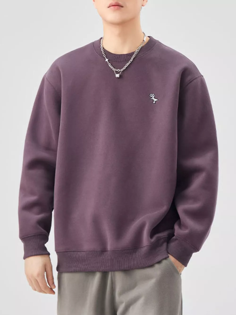 Men's Plus Size Round Neck Long Sleeve Sweatshirt, image 7