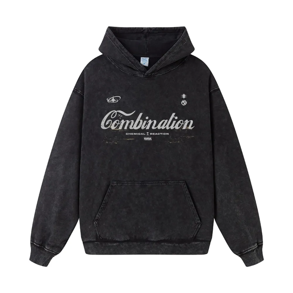 Men's Letter Washed Kangaroo Pocket Hoodie, image 4