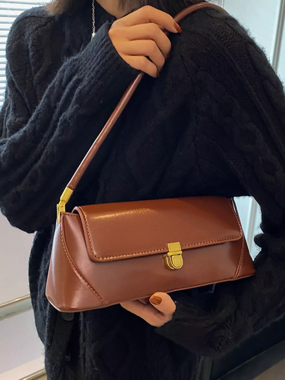 Leather Flap Shoulder Bag, image 2
