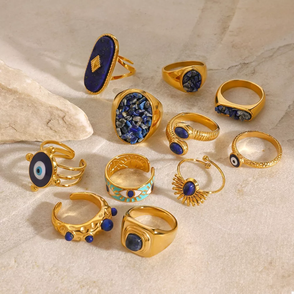 18K Gold-Plated Natural Stone Ring, image 2