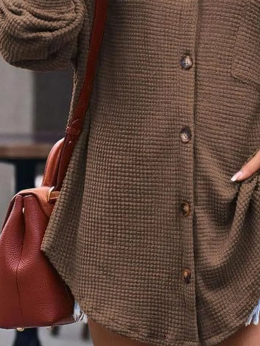 Waffle Knit Button-Down Shirt, image 16