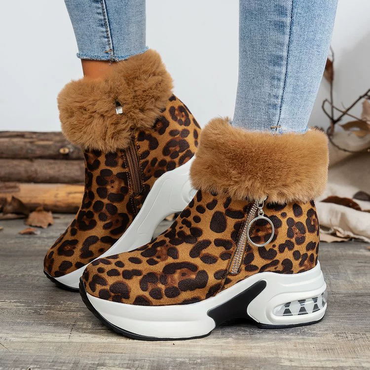 Fuzzy Side Zipper Platform Ankle Boots, image 7
