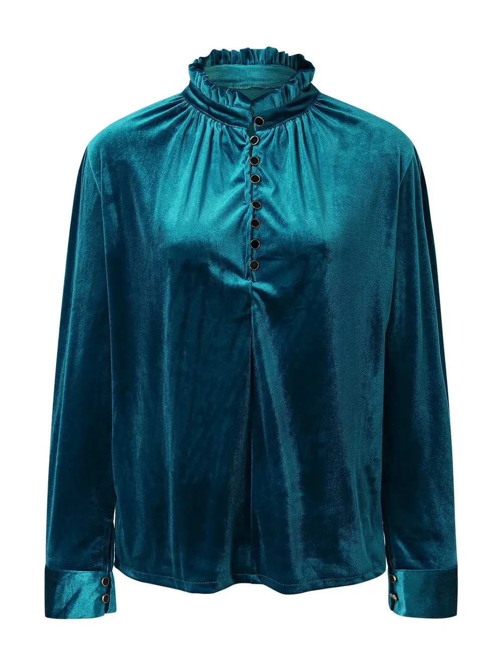 Half Button Long Sleeve Blouse, image 3