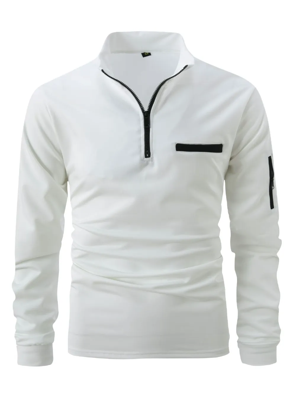 Men's Full Size Quarter Zip Long Sleeve Polo Plus Size, image 6