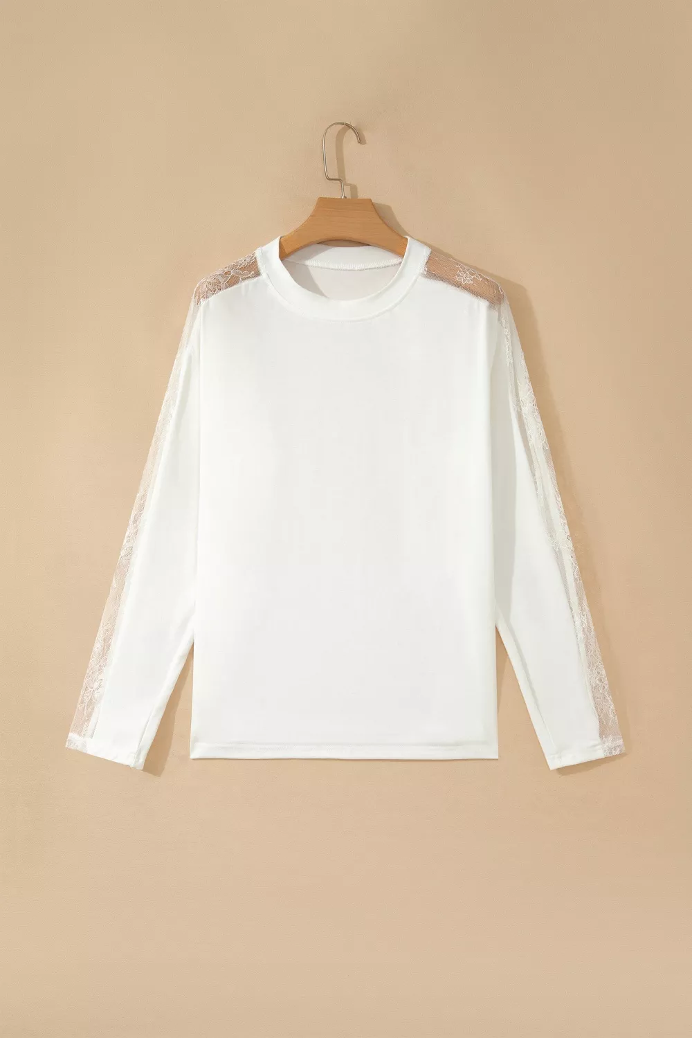 Lace Patchwork Round Neck Long Sleeve Top, image 7