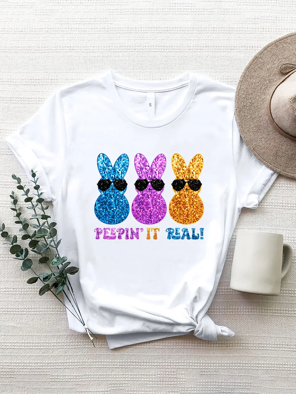 Rabbit Round Neck Short Sleeve T-Shirt, image 4
