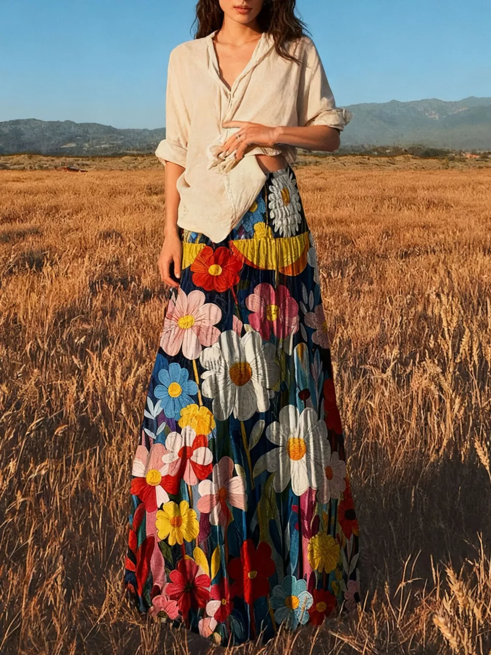 Floral Print High-Waisted Maxi Skirt, image 2