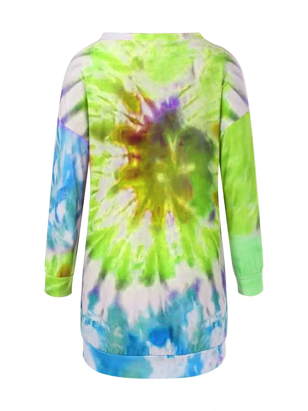Full Size Tie-Dye Round Neck Long Sleeve Dress, image 4