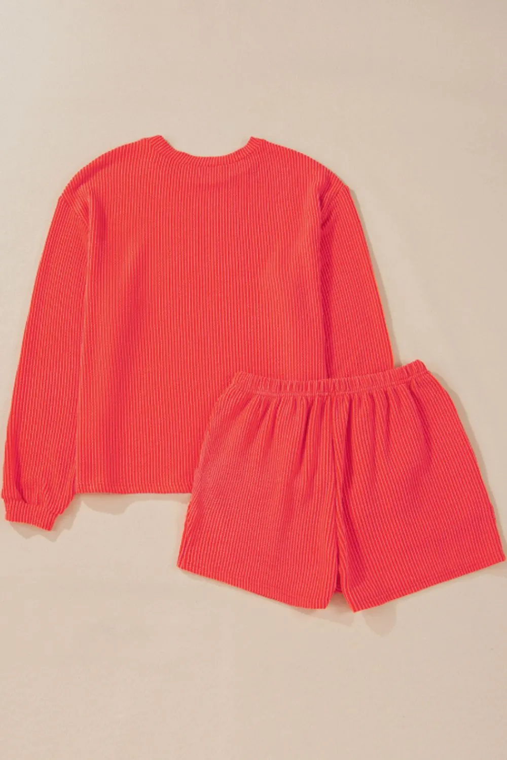 Sequin Heart Round Neck Long Sleeve Top and Shorts Set, image 2