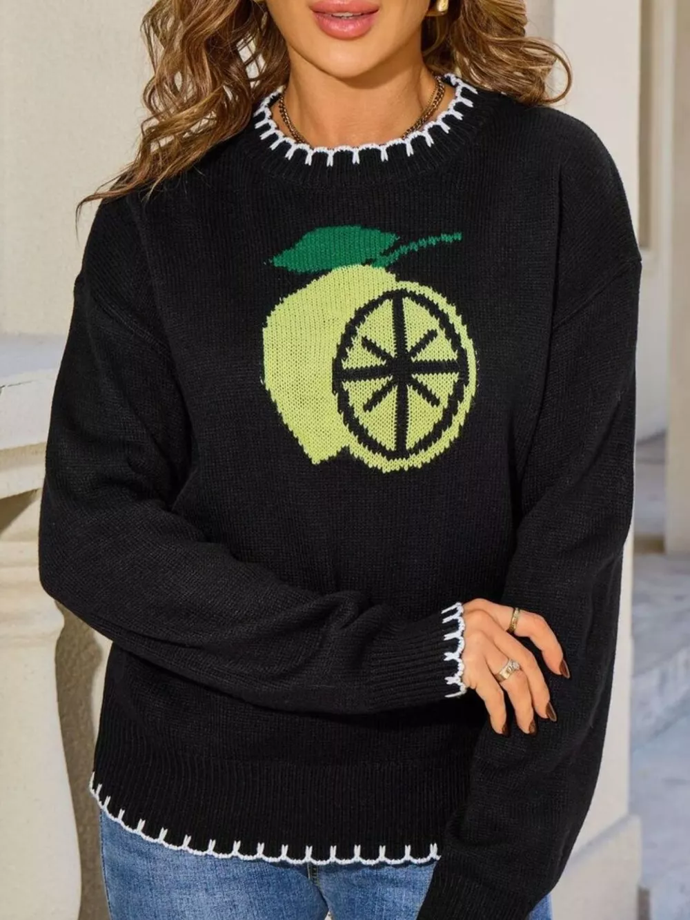 Lemon Round Neck Sweater, image 2