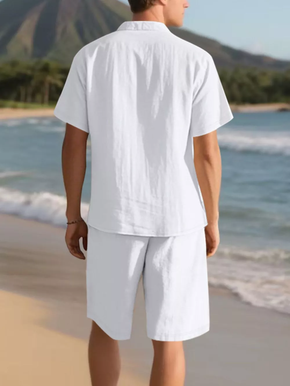 Men's Full Size Casual Button Up Shirt and Shorts Set Plus Size, image 9