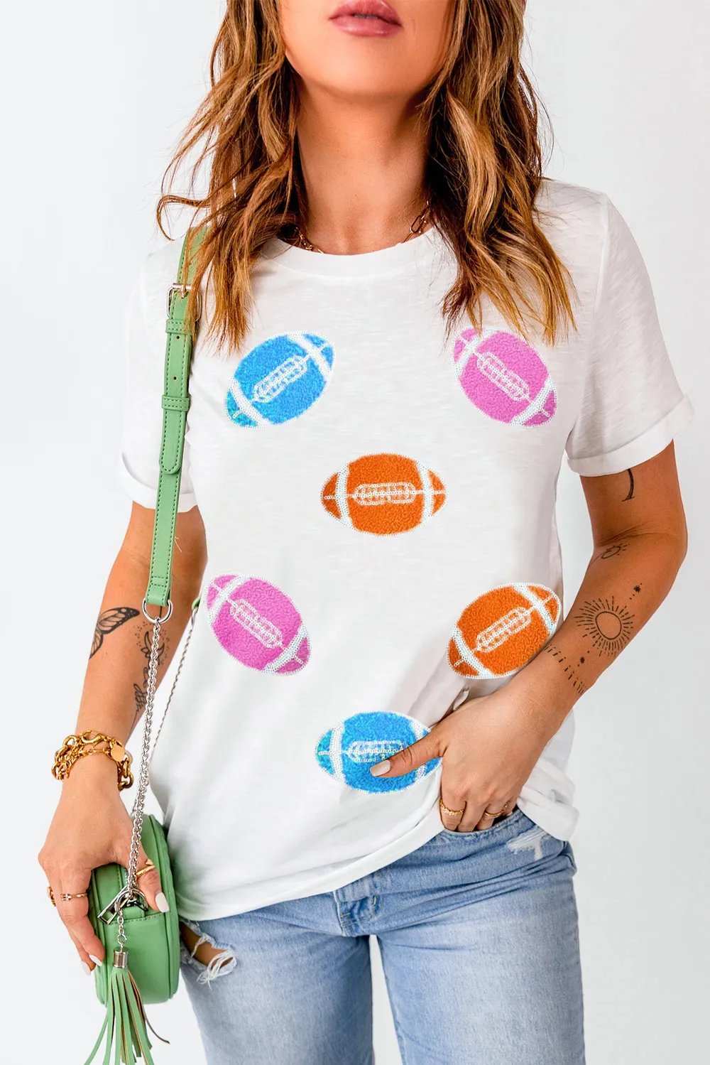 Football Round Neck Short Sleeve T-Shirt, image 3