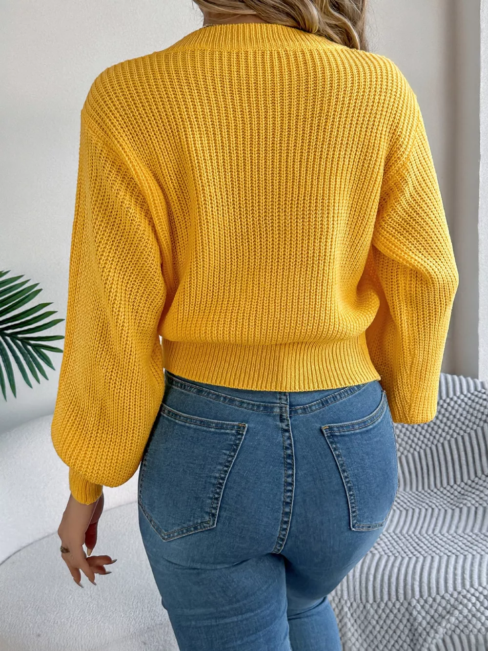 Cable Knit Diamond Pattern Long Sleeve Sweater, image 9