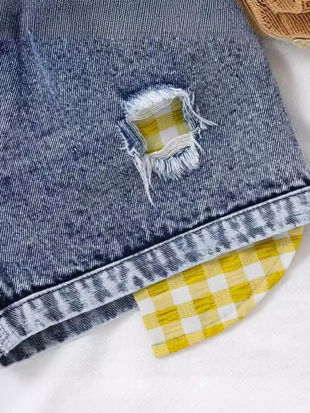 Children's Gingham Top & Denim Shorts Set, image 4