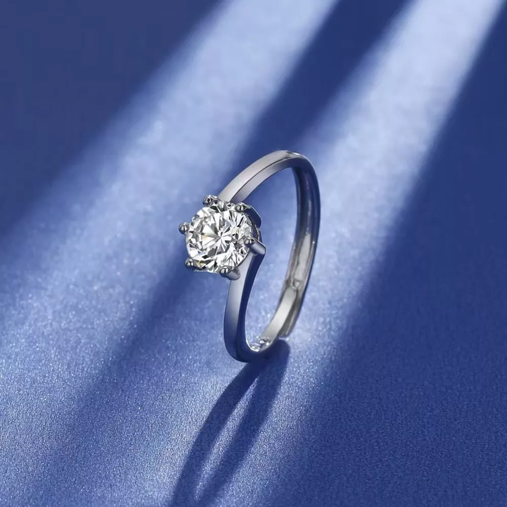 1 Carat Moissanite 925 Sterling Silver Ring, image 2