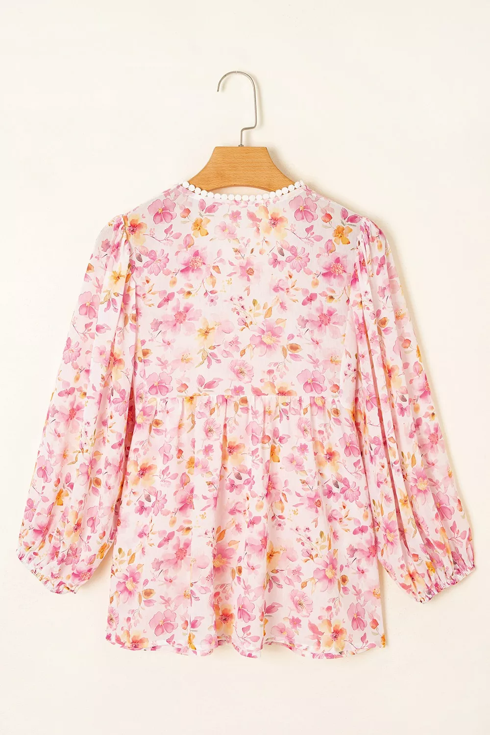 Floral Print Tie-Neck Blouse, image 4