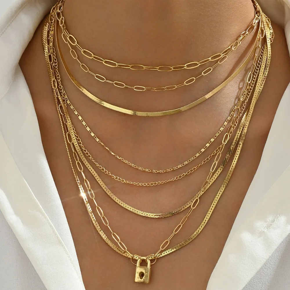18K Gold-Plated Stainless Steel Multi-Layer Necklace, image 2