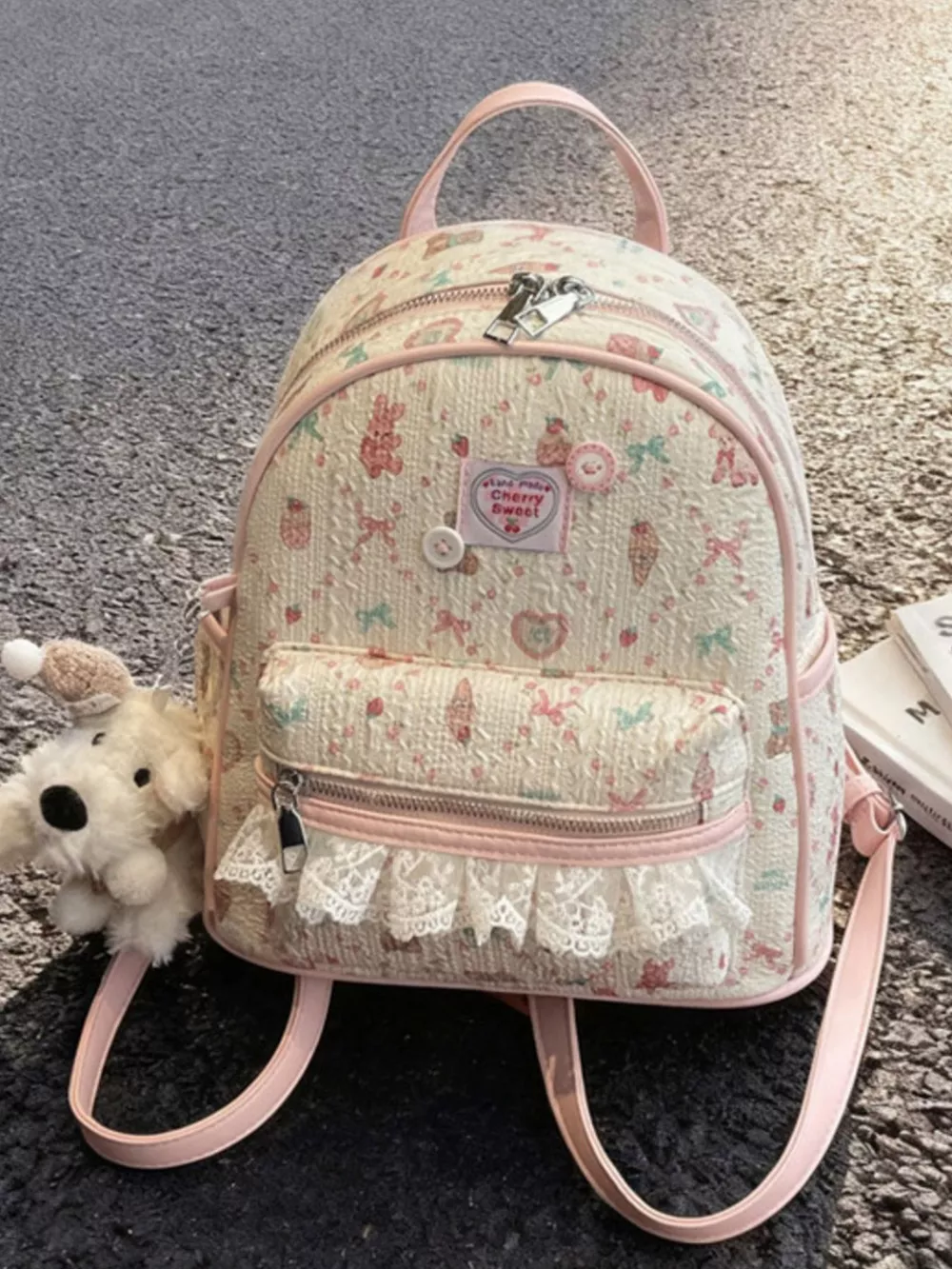 Lace Detail Backpack Bag, image 3