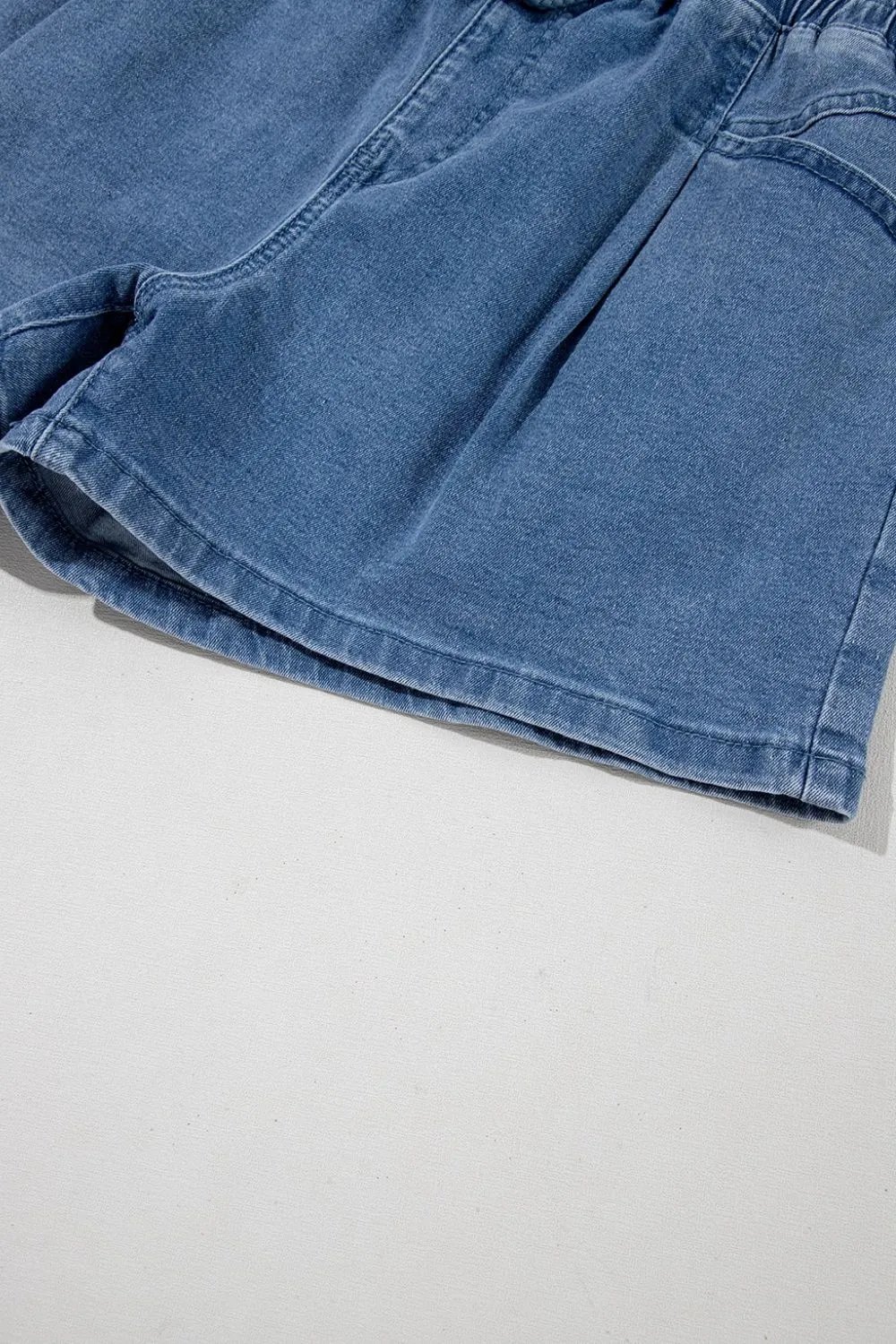 Drawstring High Waist Denim Shorts with Pockets, image 4