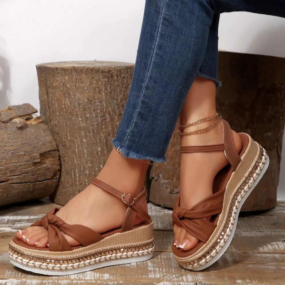 Bow Knot Platform Wedge Sandals, image 8