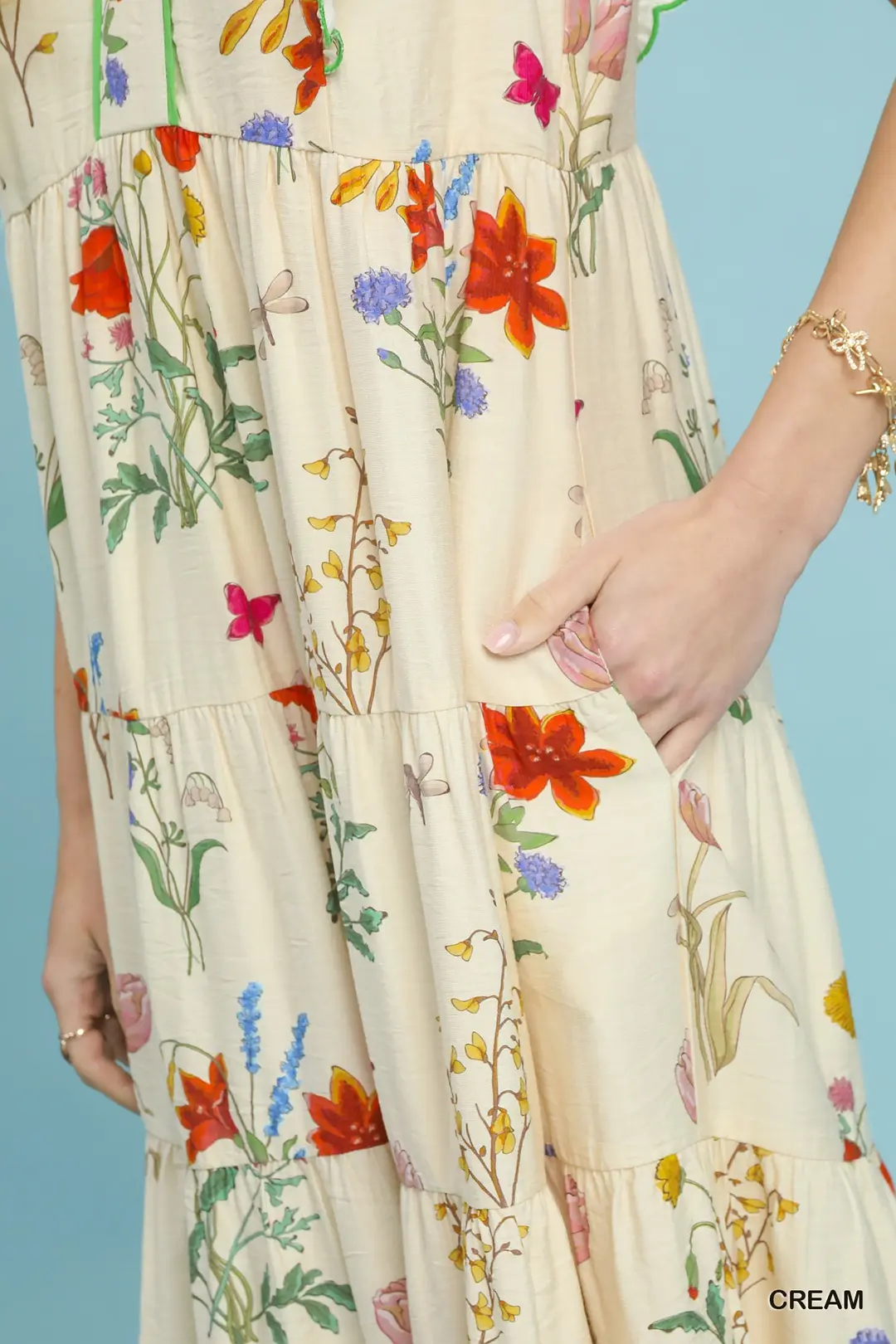 Floral Ruffle Tiered Midi Dress with Scalloped Detail, image 6