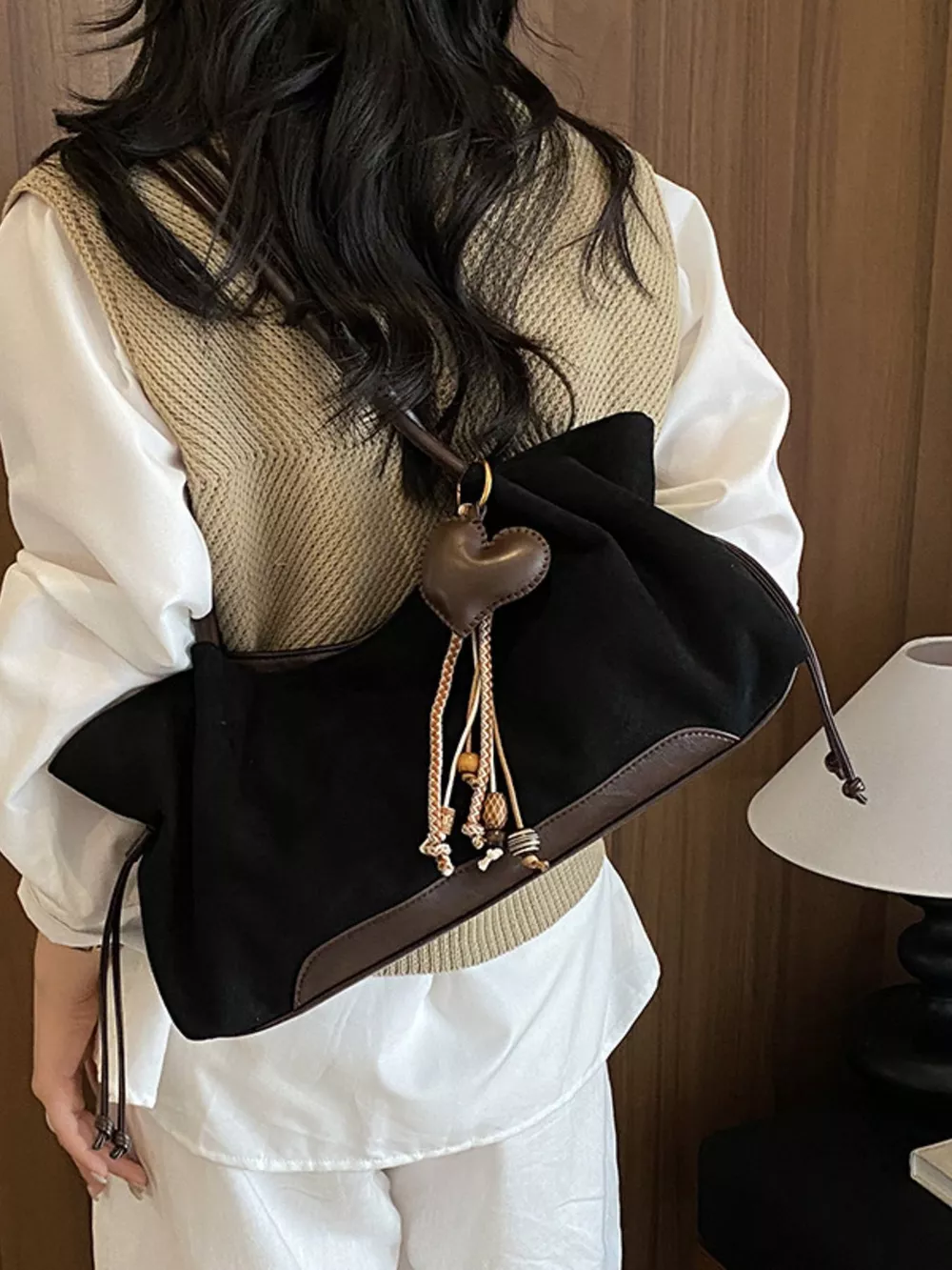 Vintage Drawstring Shoulder Bag, image 5