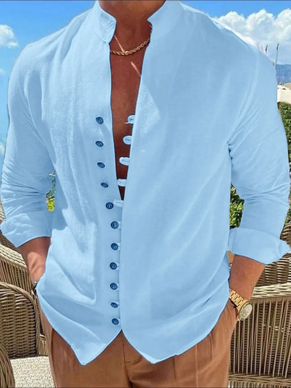 Men's Full Size Button Front Long Sleeve Shirt Plus Size, image 13