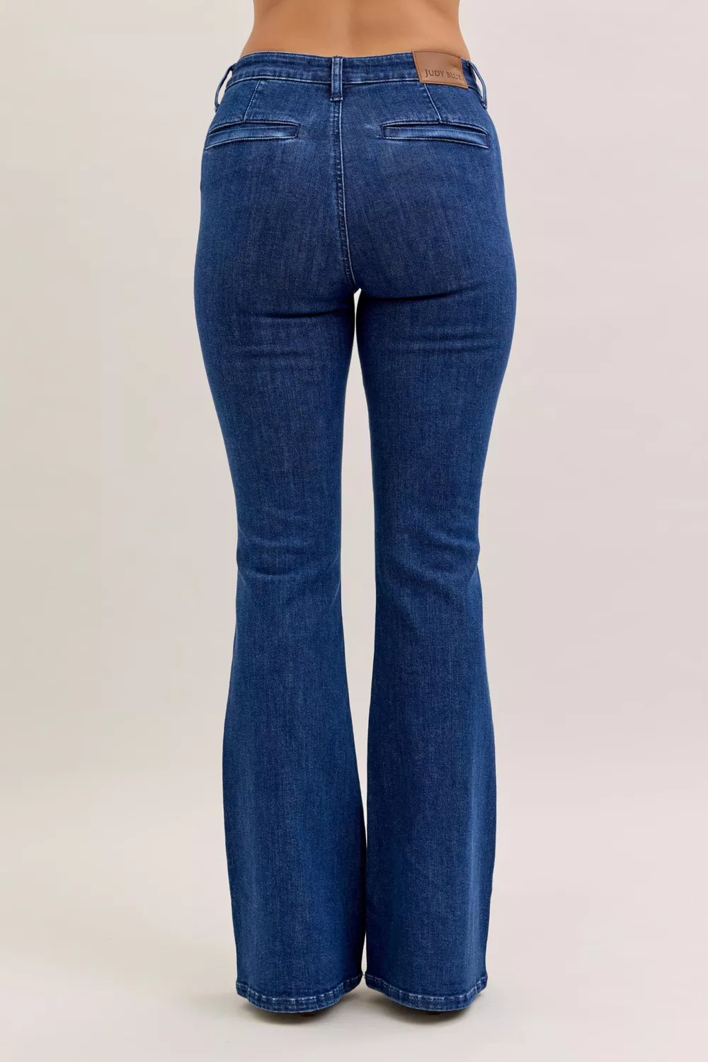 High Waist Flare Jeans with Front Patch Pockets, image 2