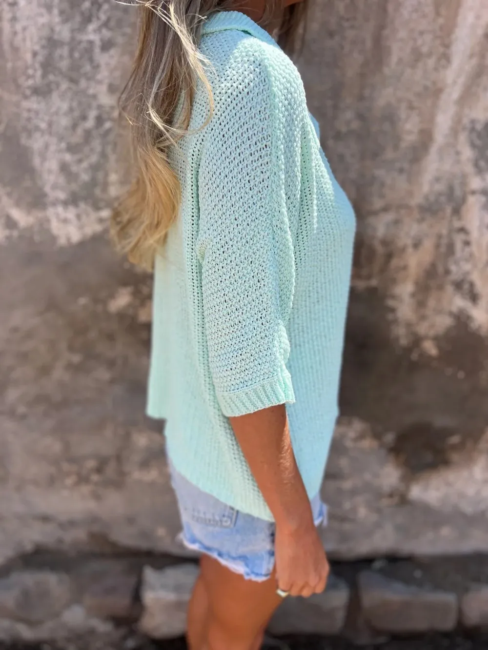 Full Size Johnny Collar Loose Knit Sweater Plus Size, image 10