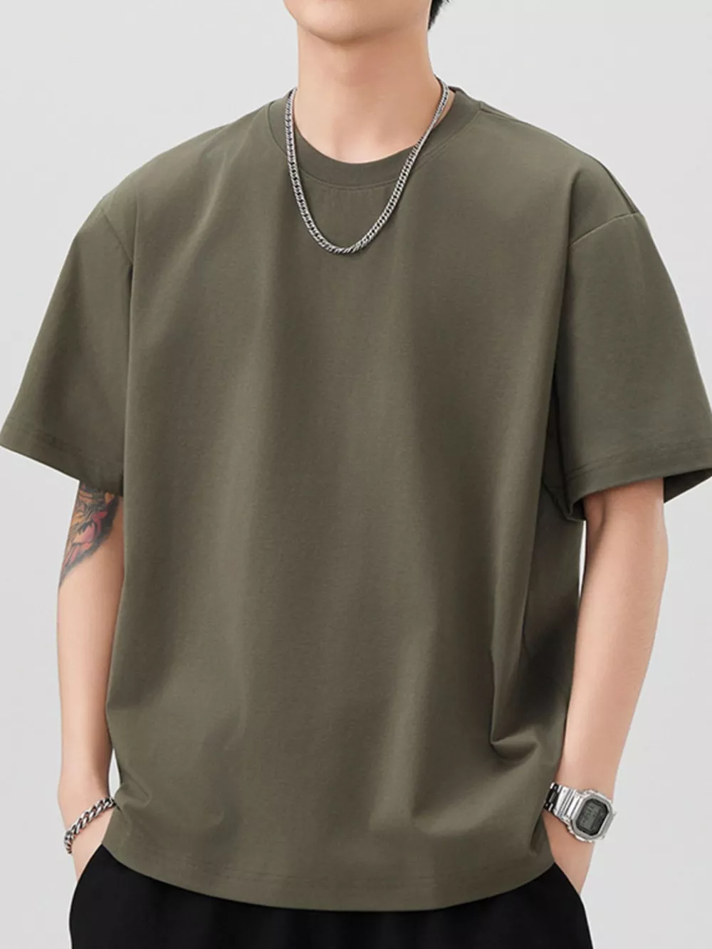 Men's Plus Size Solid Color Casual Loose T-Shirt, image 3