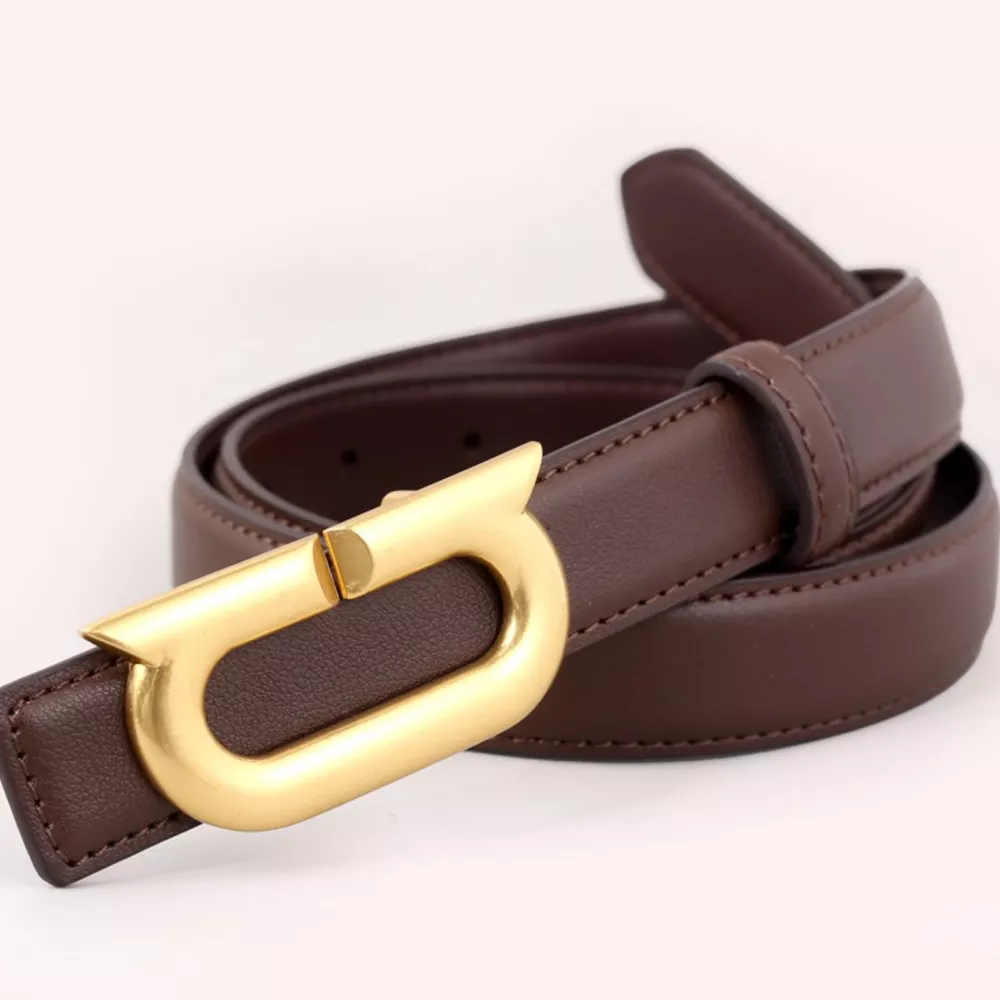 Leather Belt with Golden Buckle, image 3