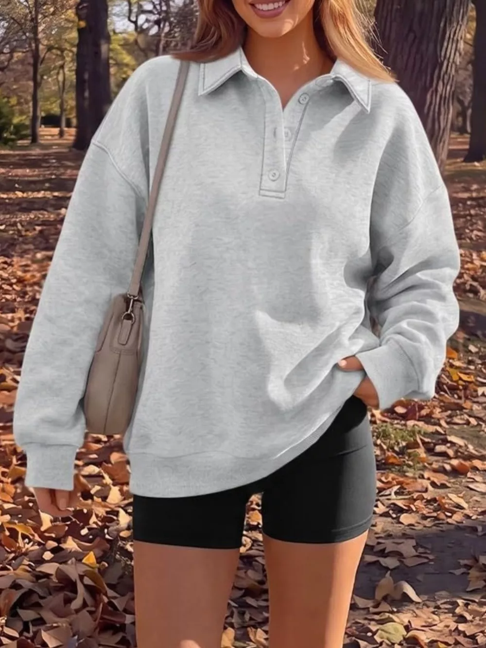 Button Detail Dropped Shoulder Sweatshirt, image 4