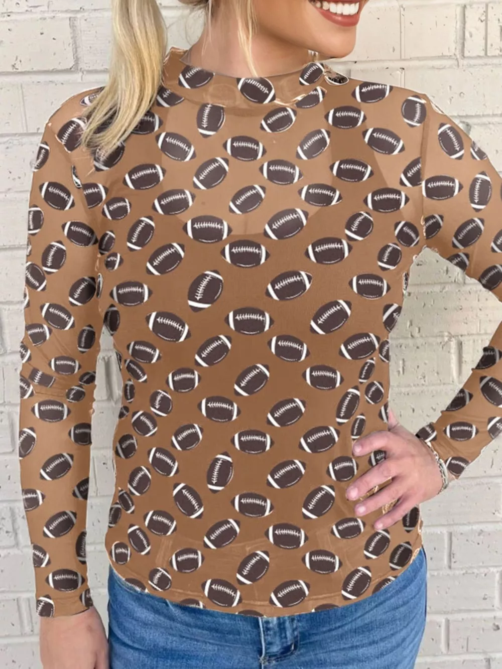Game Day Mesh Sheer Long Sleeve Top, image 4