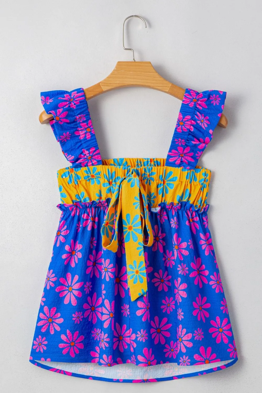 Floral Colorblock Flutter Straps Flowy Tank Top, image 5