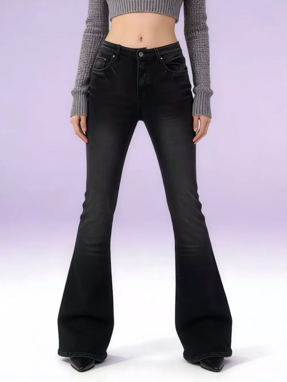 Full Size Vintage Wash High-Waisted Flare Jeans Plus Size, image 7
