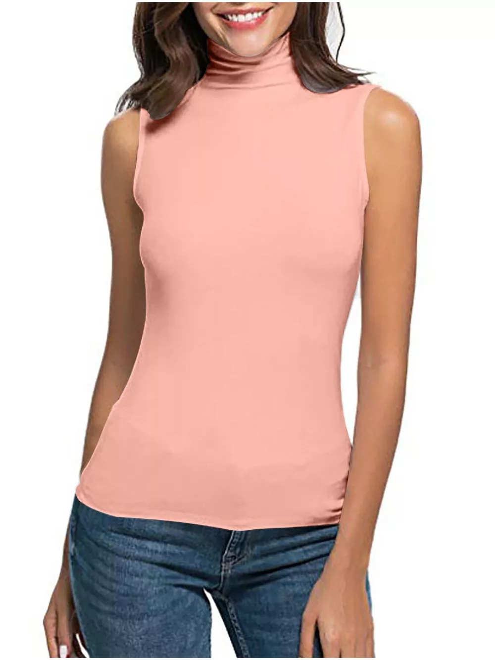 Sleeveless Turtleneck Slim Fit T-Shirt, image 4