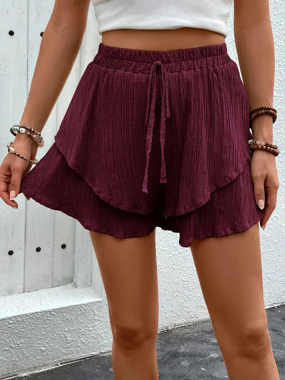Tied Layered High Waist Shorts, image 6