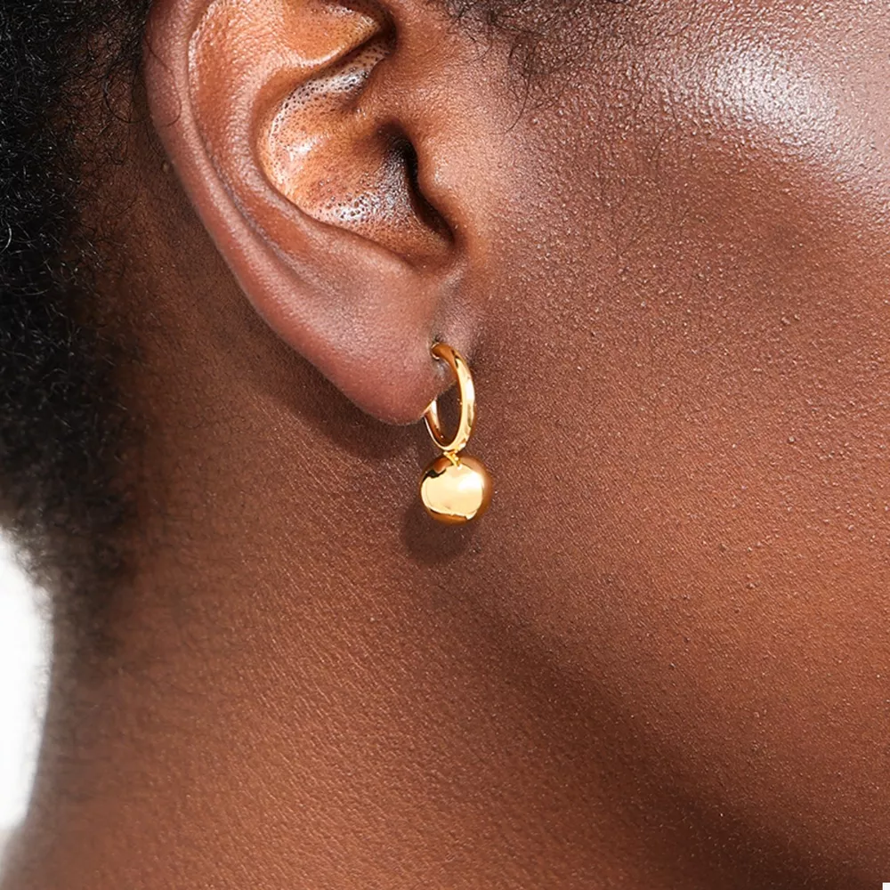 18K Gold-Plated Ball Hoop Earrings, image 3