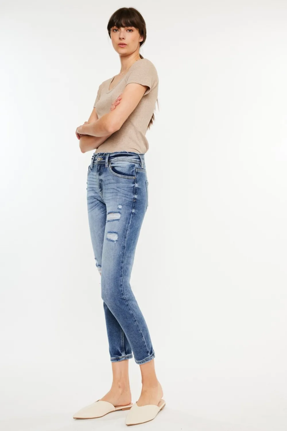 High Rise Distressed Mom Jeans, image 3