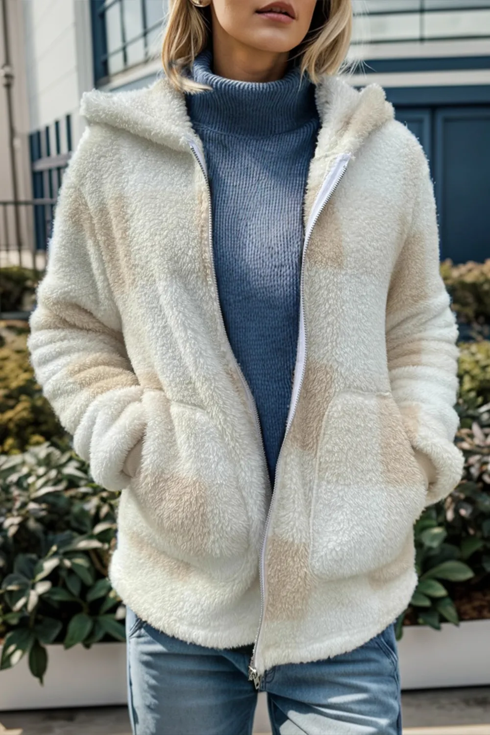 Full Size Plaid Long Sleeve Hooded Coat, image 6