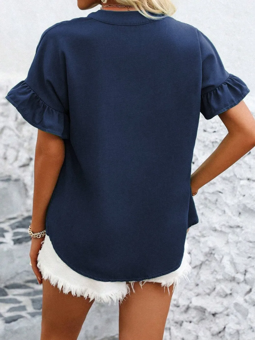 Button Down Ruffled Short Sleeve Shirt, image 6