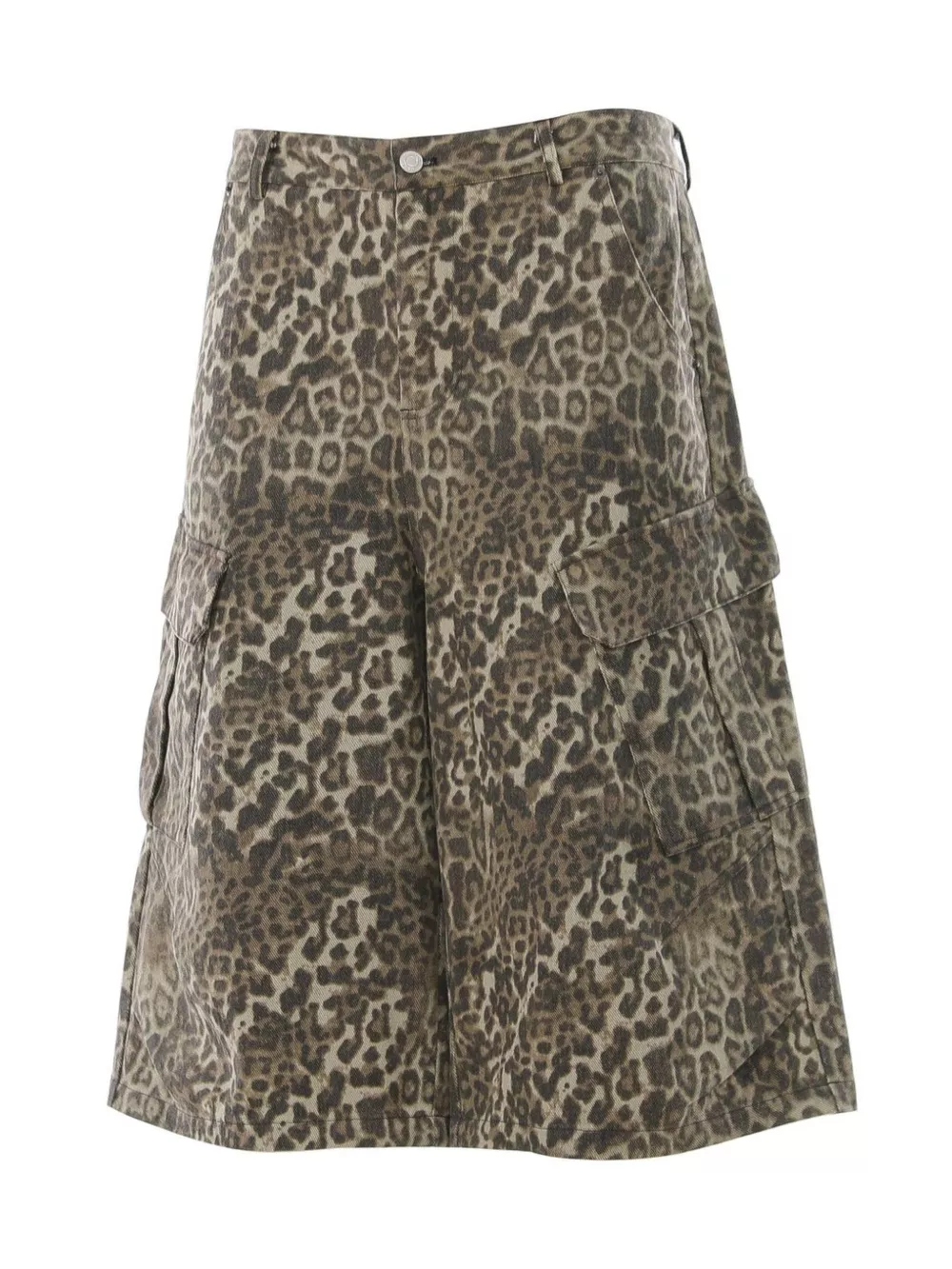 Men's Leopard Print Cargo Wide-Leg Capris, image 2