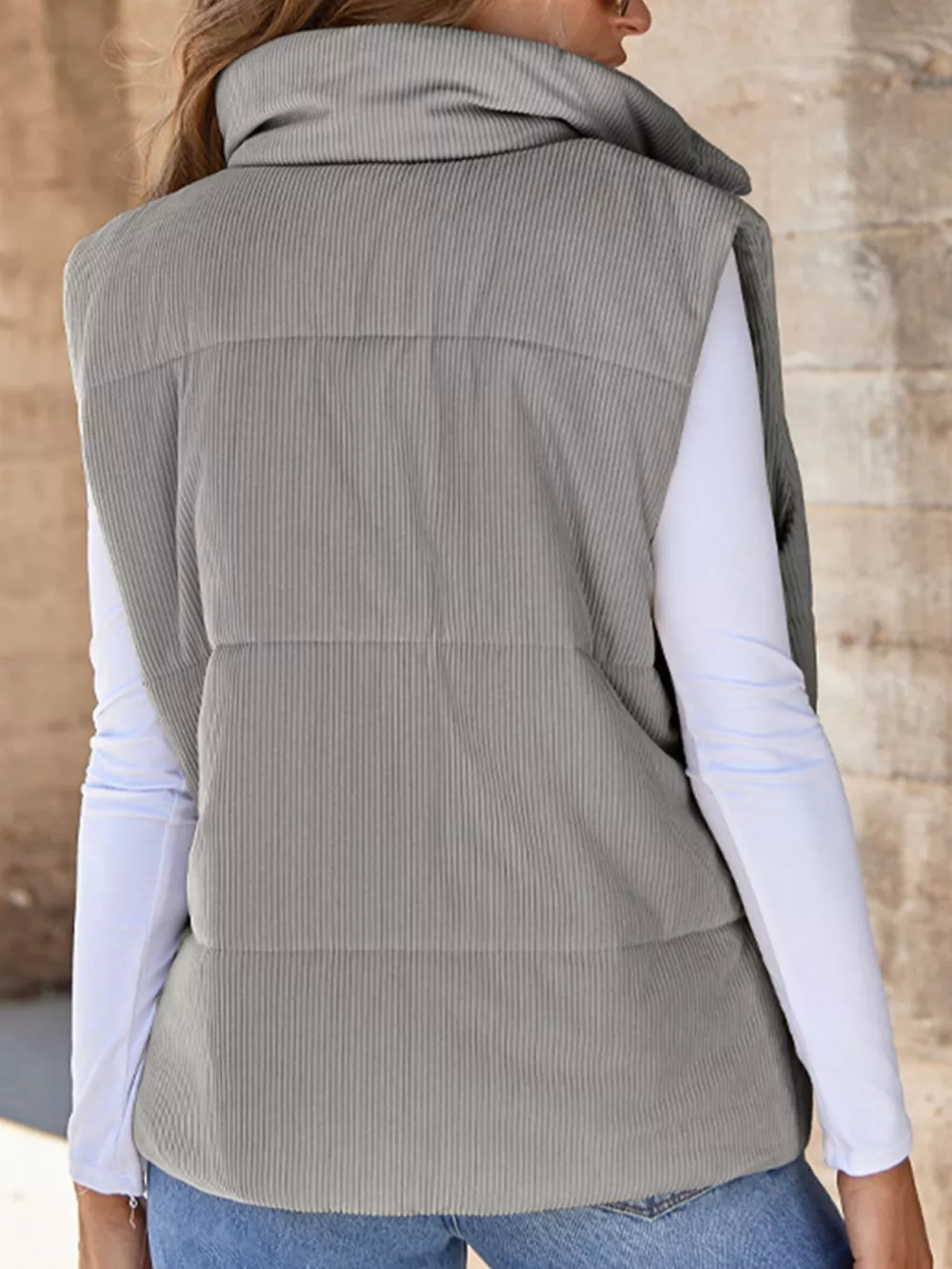Corduroy Zip Up Vest Coat, image 22
